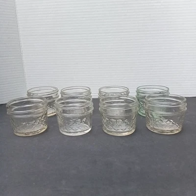 Lote de 8 frascos de conservas Mason de 4 oz - bolas y patrones acolchados/frutales sin marca Foto 1 de 4
