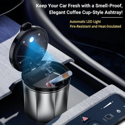 Car Ashtray, Smokeless Ashtray with Lid, Car Ashtrays for Cup Holder Smell Pr... - Image 1 of 4