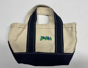 Rare Vintage L.L.Bean Mini BOOT AND TOTE Blueberries Canvas Bag USA White Blue - Bild 1 von 12