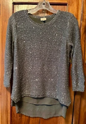 Nuevo con etiquetas Suéter Daniel Cremieux Mujer Tejido Lentejuelas, Borrado Cizalla Acero Azul S Foto 1 de 4