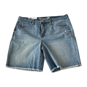 Pantalones cortos de mezclilla para mujer Seven 7 talla 16 Sunset Bermuda lavado claro dobladillo deshilachado nuevos con etiquetas - Imagen 1 de 6