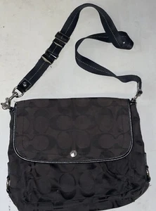 Coach Kyra Signature Black Jacquard Messenger Crossbody BAG F16553 distressed - Picture 1 of 12