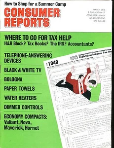 Consumer Reports Magazine March 1976 Tax Help VGEX No ML 020117jhe - Imagen 1 de 1