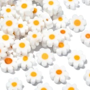 100x Millefiori Lampwork Glass White Daisy Flower Spacer Bead for Jewelry Making - Picture 1 of 4