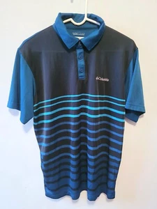 Columbia Omni Wick Polo Shirt Advanced Evaporatn Blue Stripe Short Sleeve Collar - Bild 1 von 6