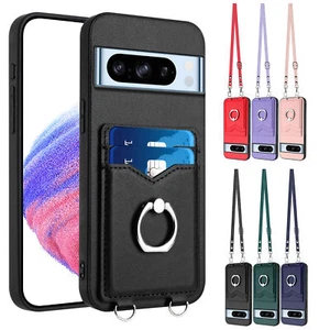 Para Google Pixel 8/8A/9 Pro Bandolera Correa Cuero Tarjeta Billetera Estuche Soporte Cubierta - Imagen 1 de 48