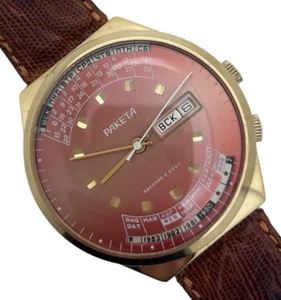 Reloj Hombre RAKETA Calendario Perpetuo Vintage Cuerda Manual 40mm - Imagen 1 de 23