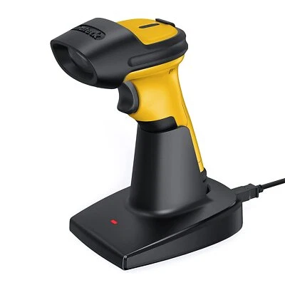 Inateck 1D Wireless Barcode Scanner Reader With Charging Base P6_yellow+BS04001
