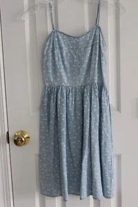 SO Chambray Print Smocked Back Girls' Sundress, XS - Picture 1 of 3