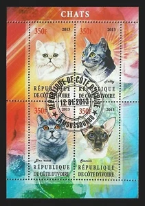 072.IVORY COAST 2013 USED STAMP M/S PET ANIMALS, CATS. - Picture 1 of 1