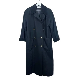 Christian Dior Womens Vintage 90s Oversized Longline Black Wool Peacoat Size 8 - Picture 1 of 16