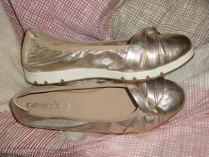 ❤️ Caprice 1 x getragen Gr. 41 LEDER Ballerina GOLD Schuhe Slipper Weite H - Bild 1 von 9