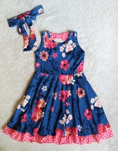 Floral Dress Bluish Gray w/ Headband for Toddler Girl 2 Years - Picture 1 of 7