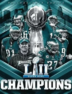 Impresión fotográfica del Super Bowl LII de los campeones de la NFL 2017 Philadelphia Eagles - Imagen 1 de 1