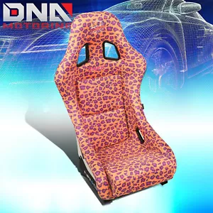 NRG innovations Orange Savage Leopard Fixed Back Bucket Seat FRP-303-OR-SAVAGE - Picture 1 of 8