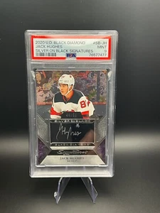 2020 UD black diamond Jack Hughes, silver on black signatures PSA 9 ND POP 1! - Picture 1 of 2