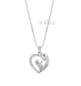 Collar Colgante Oro 14K 0.08 CT VS/F-G Diamante Mamá y Bebé Regalo - La Joya - Imagen 1 de 3