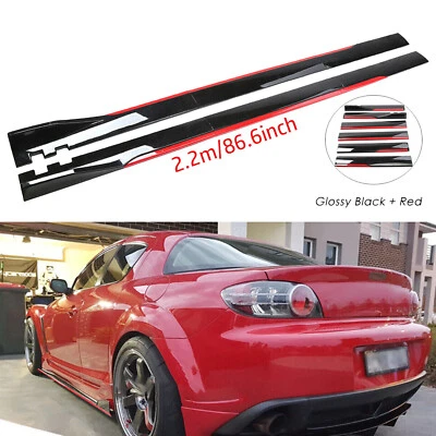 2.2 m/86.6inche Side Skirt Extension Glossy Black Red Line For Mazda RX-8 RX8 - Image 1 of 4
