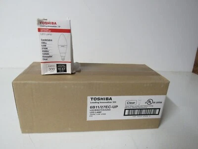 Toshiba 6B11/27EC-UP LED Bulbs Candelabra Clear Dimmable Lot of 10 FREE SHIPPING - Image 1 of 4