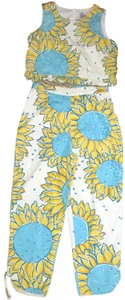 Lilly Pulitzer GIRLS Floral tank and pant set size 12 sunflowers (WB4) - Picture 1 of 2
