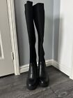 New Womens Knitted Stretch Chunky Knee High Boots Sizes 5