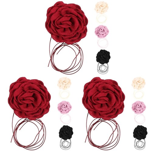 VETEMENTS 12 Pezzi Collana Rosa Tessuto Fiore Girocollo Collana Girocollo Rosa Floreale