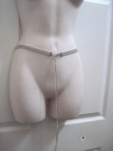 Women's Adjustable Chain Belt Silver Width 0.5 Lobster Hook VTG - Picture 1 of 12