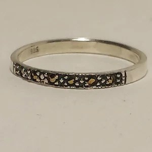 Sterling Silver 925 Marcasite Slim Band Ring Sz 7.5 Minimalist Fashion Jewelry - Picture 1 of 7