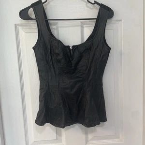 Corsé de cuero Nanette Lepore Bustier talla 2 cremallera trasera  - Imagen 1 de 12