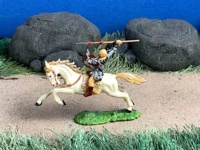 Elastolin Germany Mounted Hun Mongol riding throwing Spear, Scale 1:45 (40 mm) - Image 1 of 4