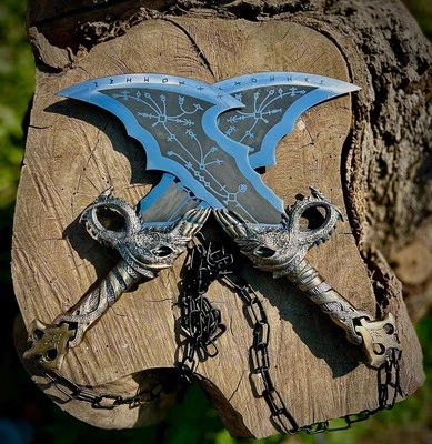 God of War Blades of Chaos Twin Blades,Krato,s Metal Cosplay ,Best Gift For Fans - Image 1 of 4