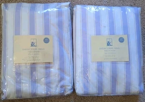 POTTERY BARN KIDS PANELS CURTAINS 63x50 Purple White Shelby Stripe Cotton 2 NEW - Picture 1 of 7