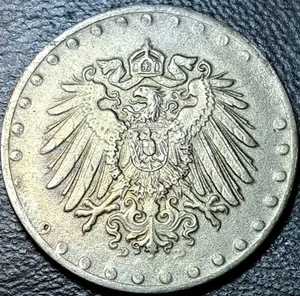 1917 D German Empire 10 Pfennig ~ Die Break - Rim Collar Errors ~ Great Coin - Picture 1 of 6