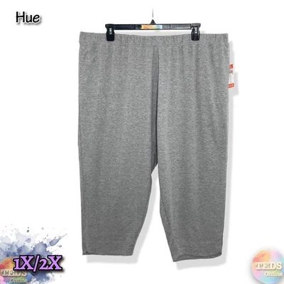 NWT Hue Women's 1X/2X Capri Pants, Med Grey Heather $48 - Image 1 of 4