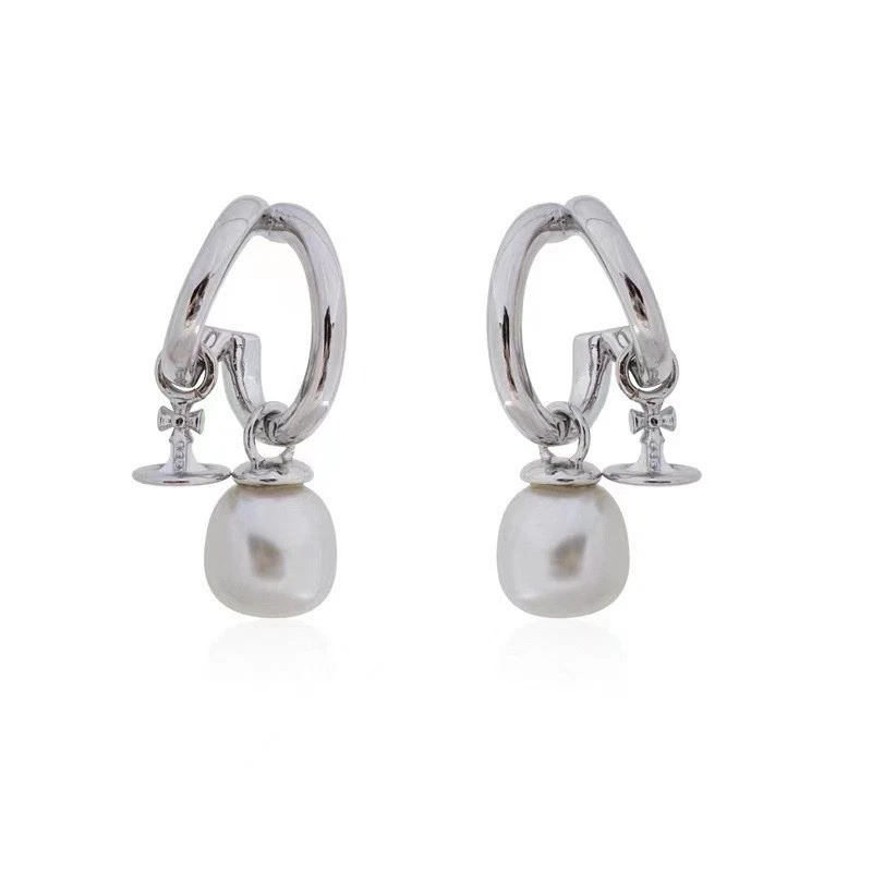 Pendientes Vivienne Westwood Marella Plata Doble Aro Orbe Con Caja De Regalo Foto 1 de 1
