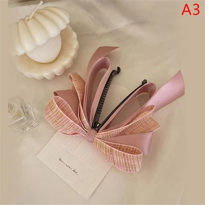 Ribbon Bow Banana Clip Cute Pearl Hair Pins Barrette Women Hair - Image 1 of 4