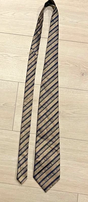 Barrington's Vintage Abstract  100% Silk Necktie  Gold &  Black Stripe Pattern - Image 1 of 4
