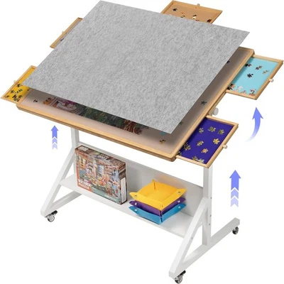 Jigsaw Table with Angle & Height Adjustment, Puzzle Board with Cover & 5 - Image 1 of 4