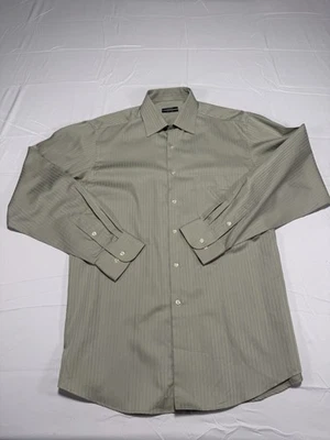 Camisa Alfani Para Hombre Mediana 15.5 34/35 Rayas Sólidas Verde Pistacho Abotonada Foto 1 de 4