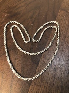 Cadena de cuerda italiana vintage de plata de ley de 3 mm 24 pulgadas 16,2 gramos 925 - Imagen 1 de 8