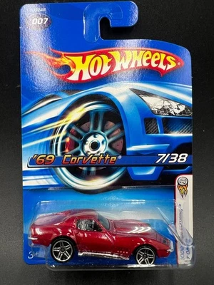 Corvette Hot Wheels 69 rojo PR5 2006 primeras ediciones 7/38 #7 ¡En paquete! Foto 1 de 3