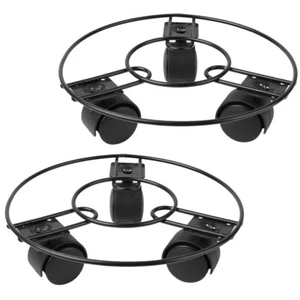  2 Pcs Iron Wheel Flower Pot Tray Planter Stands with Wheels Garden Mover - Picture 1 of 12