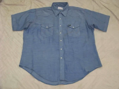 Men's Vintage Wrangler Short Sleeve Western Shirt with Pearl Snaps - 18 x 35 - Image 1 of 4
