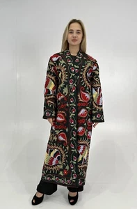 Handmade Upcycled Uzbek Suzani Embroidery Chapan Coat/Robe/Kaftan/Kimono Chopon - Picture 1 of 14