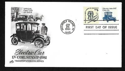 #1906  17c 1917 Electric Auto - ArtCraft  FDC, Coil + #1581   - Image 1 of 2