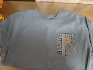 Camiseta para mujer Carhartt manga corta azul con bolsillo de retazos-XL-ajuste suelto - Imagen 1 de 5