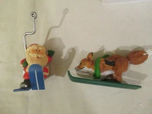Hallmark Santa Ski Lift & Skiing Fox (needs repair) Christmas Ornament 1983 - Picture 1 of 10