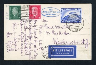 Zeppelin Beleg - LZ 127 Graf Zeppelin 1928 - Friedrichshafen n. Washington - Bild 1 von 2