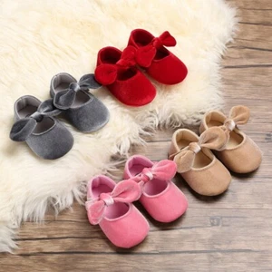 Newborn Baby Girl Crib Shoes Infant Party Dress Princess Shoes Size 0-18 Months - Picture 1 of 7
