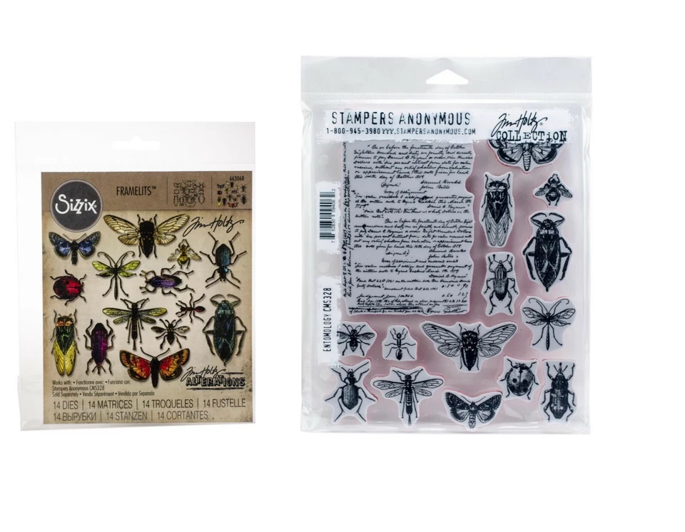 Carimbos e molduras de borracha anônimos "ENTOMOLOGY" Tim Holtz Stampers MSRP $54 - Imagem 1 de 1